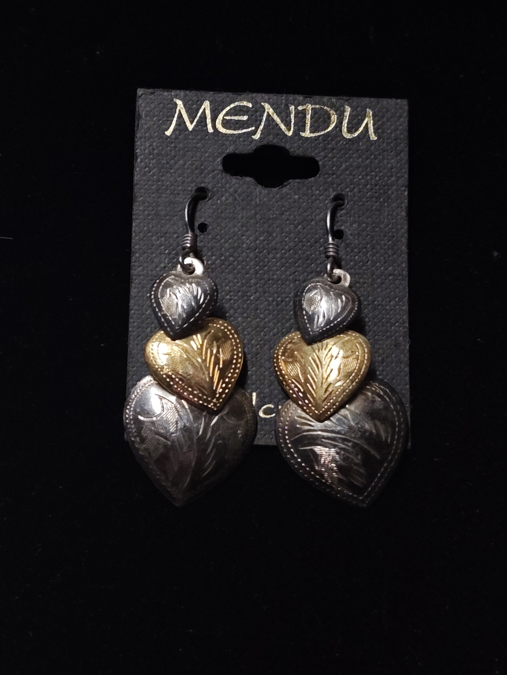 Vintage Sterling Silver 3 Heart Drop Earring